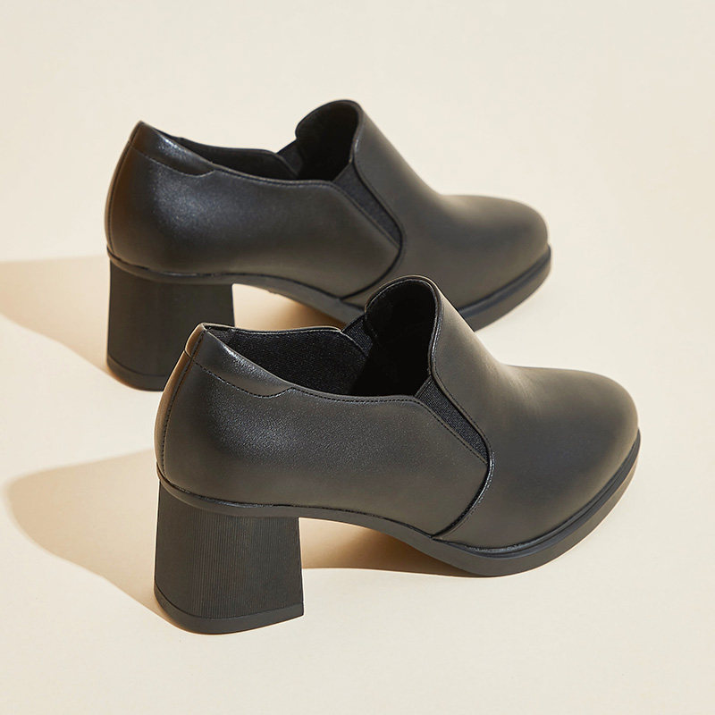 秋冬季深口女单鞋粗跟p软底高跟工作鞋5.5cm圆头加绒棉皮鞋正装鞋,淘宝优惠券,粉丝福利购,淘宝优惠卷