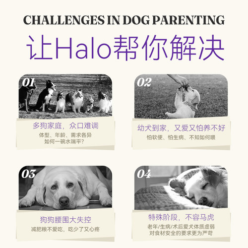 【官方旗舰】美国进口Halo自然光环纯鲜肉克软便低脂低卡狗粮21磅 - 图0