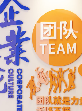 企业文化墙标语公司背景墙布置团队励志激励亚克力墙贴办公室装饰