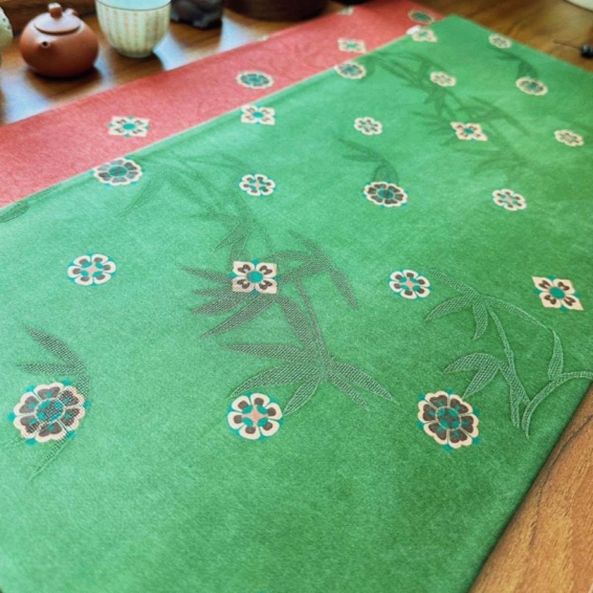 【红绿宝相】50×24布垫国潮香云纱双面手工茶垫复古长款桌布茶席,淘宝优惠券,粉丝福利购,淘宝优惠卷