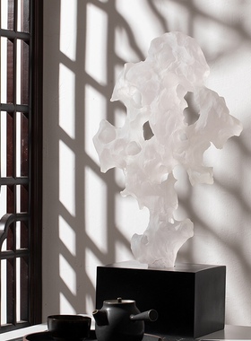 太湖石磨砂白摆件透明摆件 家居软装饰品装饰摆件样板房售楼处