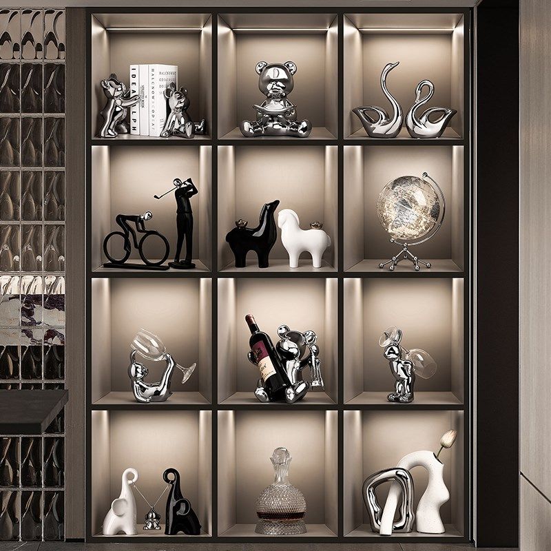 大平层酒柜装饰品摆件现代轻奢客厅家居玻璃柜高档陶瓷酒架工艺品,淘宝优惠券,粉丝福利购,淘宝优惠卷