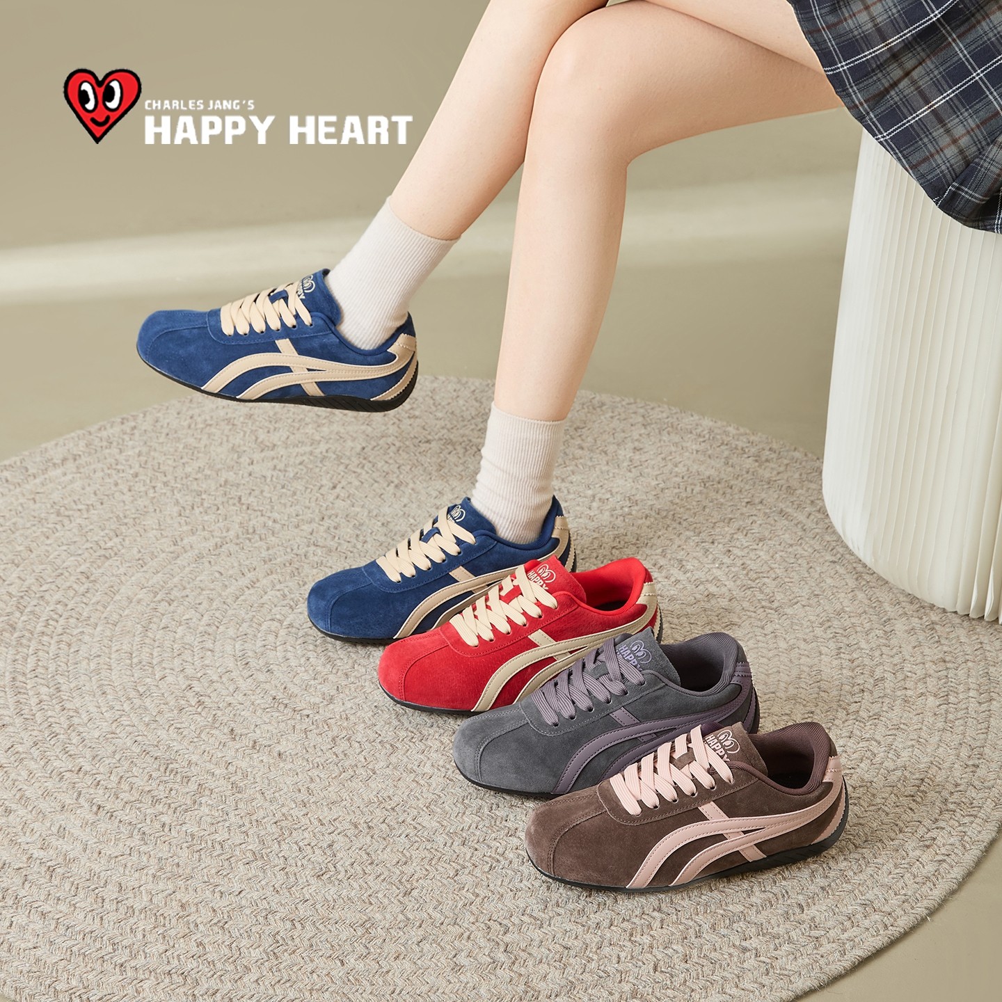 查尔斯桃心德训鞋女2026新款春冬赛车运动鞋女鞋阿甘鞋子软底棕色,淘宝优惠券,粉丝福利购,淘宝优惠卷