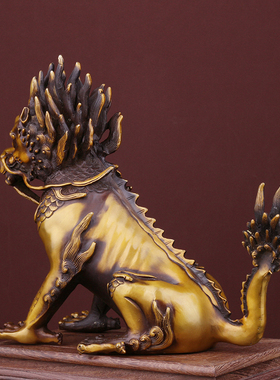 纯铜龙生九子之狻猊 家居风水铜装饰品办公室客厅桌面装饰品摆件