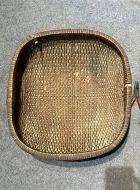 民俗老物a件针线工具一套老簸箩笸箩纯手工藤编老旧农具杂项摆件