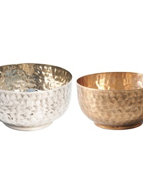 北欧简约现代轻奢金属锤纹装饰碗摆件样板间餐厅客厅茶Y几桌面摆