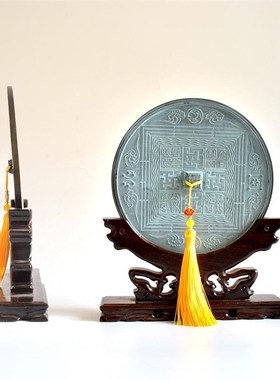 国风古铜镜全铜抛光面梳妆镜精美八卦纹N方钮古代铜镜结婚礼品