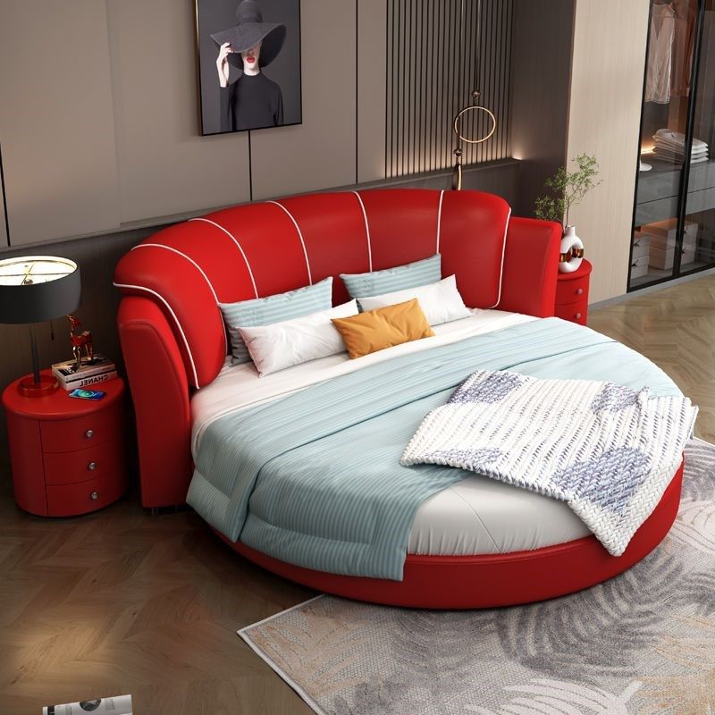 真皮大圆床双人床现代简约豪华主卧圆形公主床酒店情侣快乐床婚床,淘宝优惠券,粉丝福利购,淘宝优惠卷