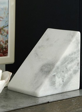 大理石书档挡书靠摆件客厅书房办公E室桌面书柜创意样板间软装饰