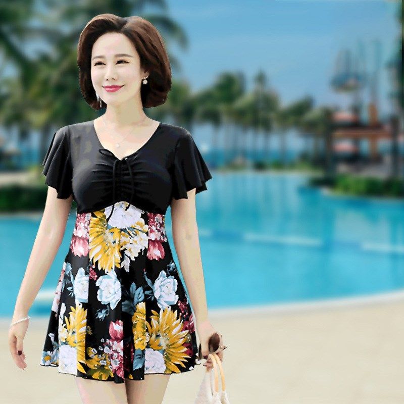 温泉沙滩泳装女士连体式妈妈泳衣女款E中老年大码保守显瘦2025新,淘宝优惠券,粉丝福利购,淘宝优惠卷