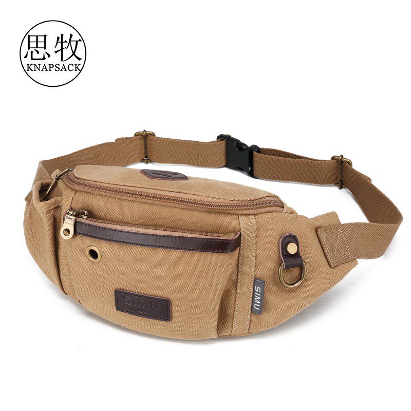 思牧男士手机腰包帆布大容量潮流休闲耐K磨胸包单肩斜挎收钱工具,淘宝优惠券,粉丝福利购,淘宝优惠卷