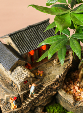 中式微缩房子复古建筑模型电视柜装饰茶几客厅阳台造景书房