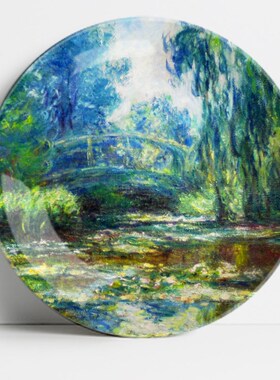 家居饰品摆件陶瓷壁挂盘子莫奈油画睡莲花餐客厅玄关上墙面装饰画
