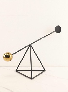 现代简约黑色几何铁艺摆件轻奢样板房客厅电视柜桌面艺术软装饰品