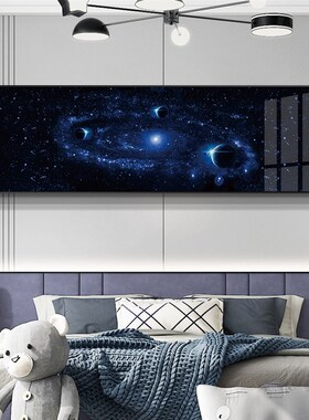 炫酷宇宙太空星球装饰画主题酒店客房挂画卧室床头房间有框壁画