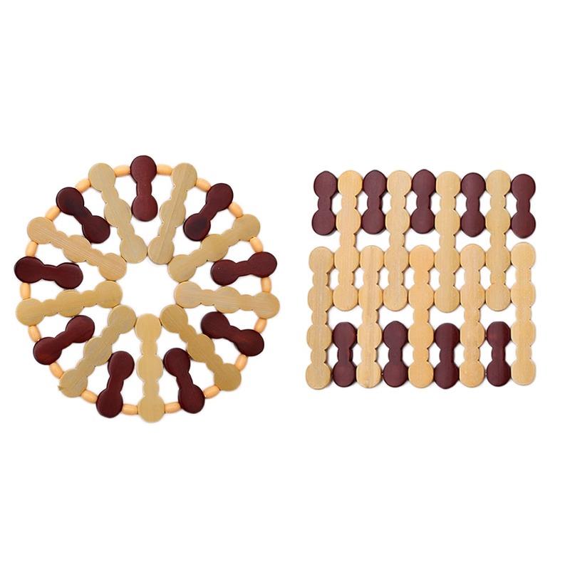 10个装竹制菜垫子隔热垫餐桌垫杯垫碗垫防烫锅垫盘子竹垫家用餐垫 - 图3