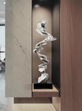 现代轻奢酒店大堂摆件样板间客厅入户玄关抽象树脂电镀雕塑艺术品