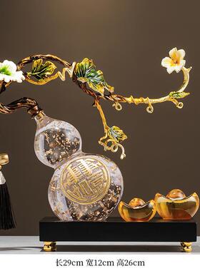 珐琅彩金箔葫芦摆件高档发财树客厅电视柜酒柜乔迁新居礼品装饰品