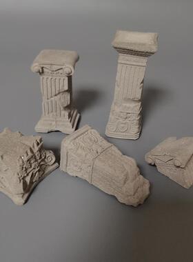 建筑废墟欧式罗马柱水泥混凝土鱼缸造景创意装饰水泥布景桌面摆件