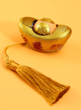 稀缺质感创意元宝手把件治愈情绪解压国风潮玩招财转运摆件办公室