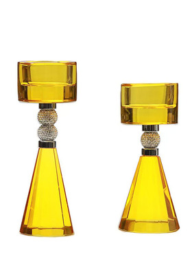 稀缺质感轻奢现代简约彩色水晶烛台摆件餐桌香薰蜡烛摆设氛围拍照