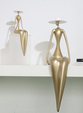 稀缺质感复古现代新中式人物雕塑摆件轻奢感客厅玄关过道高端