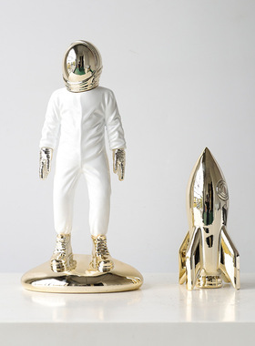 稀缺质感现代北欧轻奢卡通人物火箭摆件样板间儿童房可爱装饰品