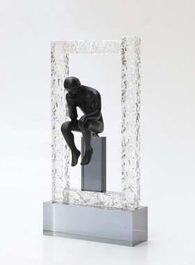 稀缺质感现代轻奢水晶摆件样板房直播间书柜酒店层架装饰摆设软装