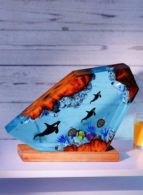 稀缺质感热卖虎鲸海龟树脂灯环氧树脂台灯家居装饰生日礼物推荐