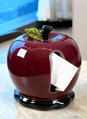 稀缺质感苹果纸巾盒客厅高档轻奢抽纸盒新款家用创意茶几摆件陶瓷