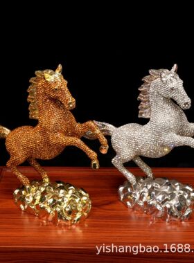 稀缺质感金属手工艺品马年摆件生肖马到成功新年礼品珐琅彩镶钻