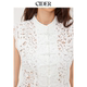 CIDER lace shirt lapel hollow slit vest disc button sleeveless top 114497602