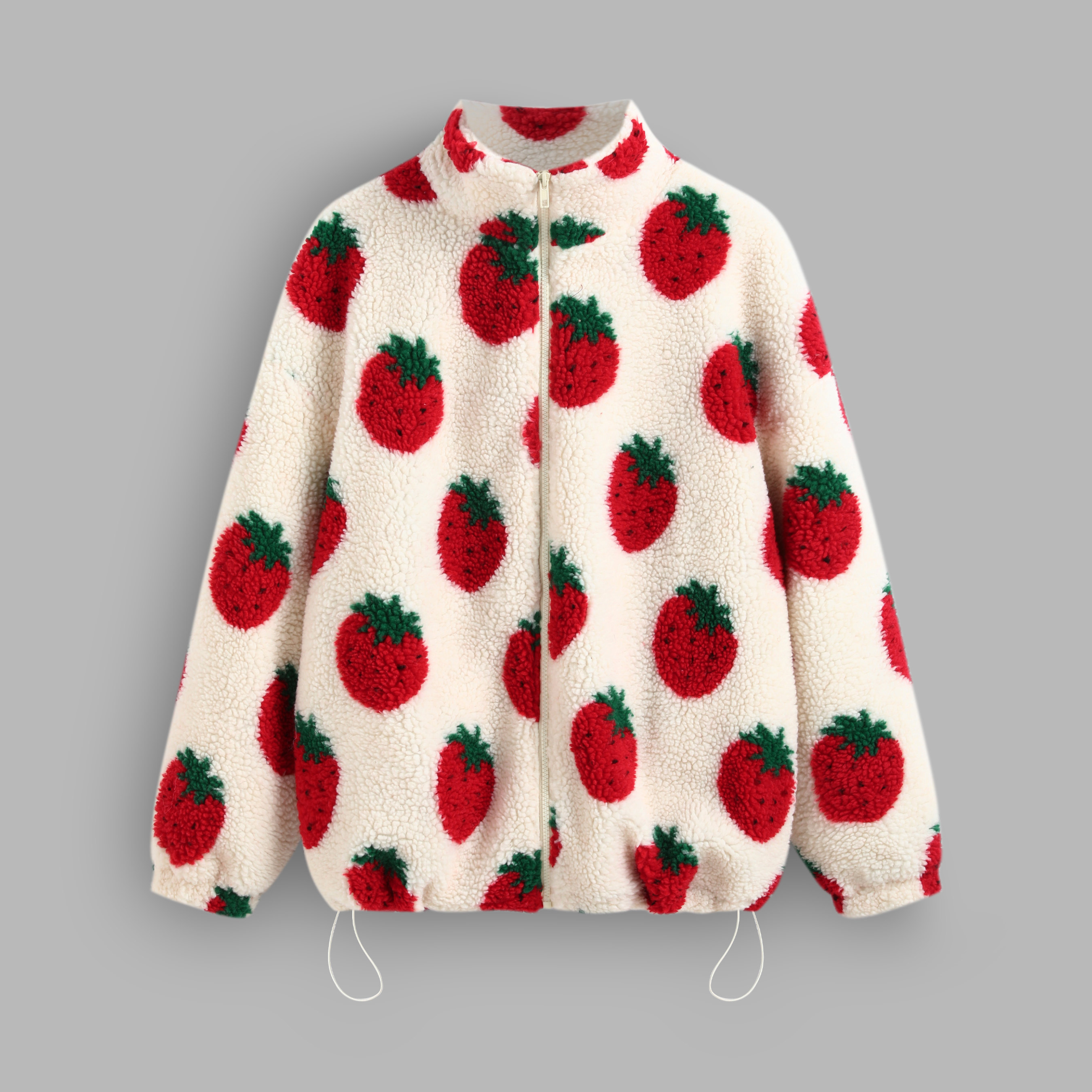 CIDER秋冬女装草莓口袋高领抓绒宽松夹克 113915036,淘宝优惠券,粉丝福利购,淘宝优惠卷