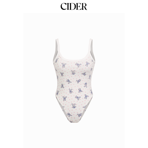CIDER棉混纺小熊印花U领紧身衣115105559 - 图3