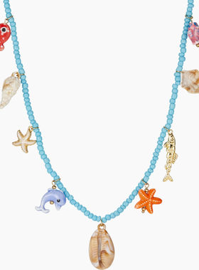 CIDER 多彩鱼、贝壳与海星吊坠串珠项链 女装114490712