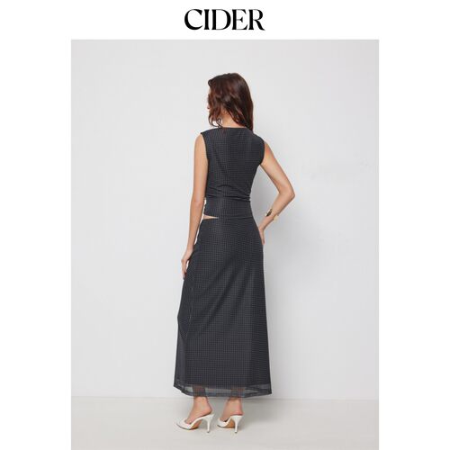 CIDER网纱波点褶皱上衣搭配中腰鱼尾长裙套装115030812 - 图0
