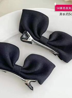 韩版蝴蝶结发夹儿童立体布艺发卡褶皱可爱红色小号侧边对夹发饰