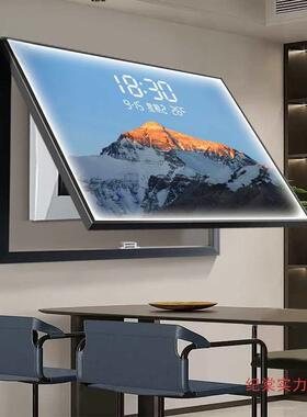 日照金山电表箱装饰画带钟表客厅创意LED灯免打孔开关遮挡配电箱