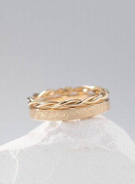 14K包金磨砂质感素圈戒指女食指 高级P感小众设计尾戒小指