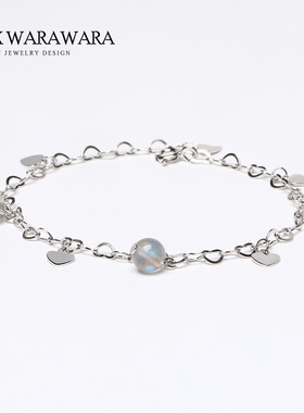 BOXWARAWARA原创灰月光银手链女