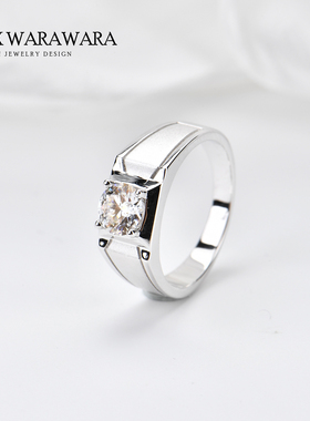 BOXWARAWARA男款925银戒指莫桑钻