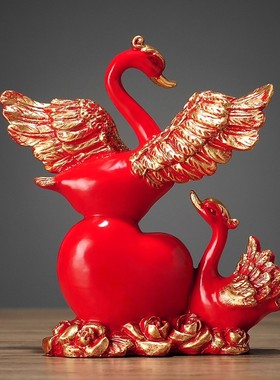 天鹅摆件客厅房间桌面卧室装饰品玄关工艺品闺蜜结婚礼物酒柜创意