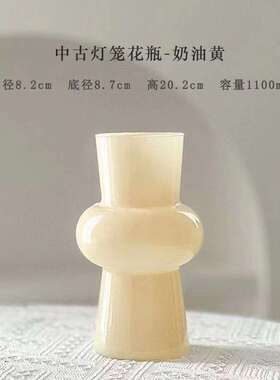 现代简约透明玻璃奶油中古小花瓶高级感家用水培高颜值摆件 ins风