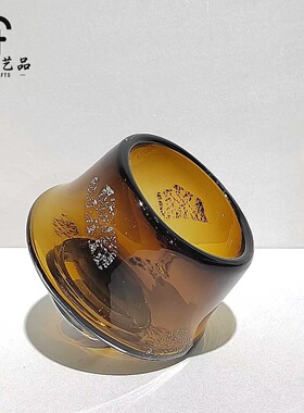 轻奢现代飞碟外形设计银箔收口琉璃花瓶摆件简约风洽谈桌台面花瓶