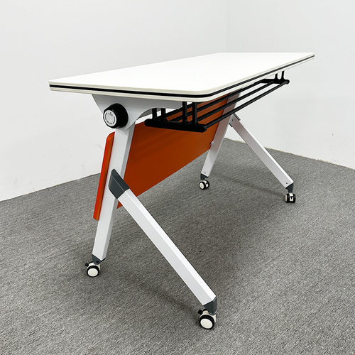 T002F折叠会议培训桌椅组合 可移动拼接长条桌 双人课桌椅办公桌 - 图2