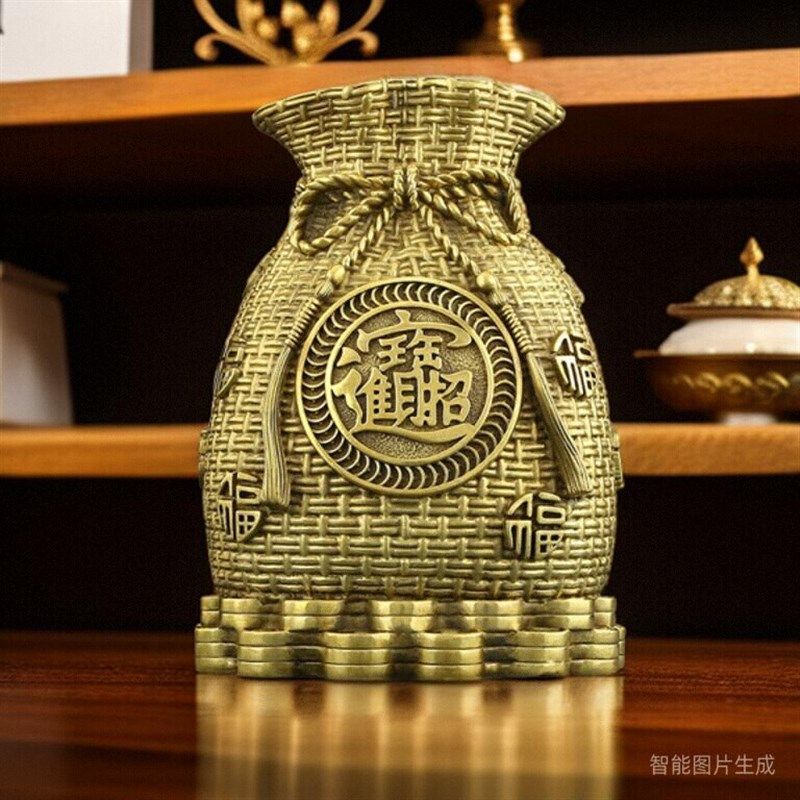 黄铜聚宝盆钱袋存钱罐办公室家居工艺品,淘宝优惠券,粉丝福利购,淘宝优惠卷