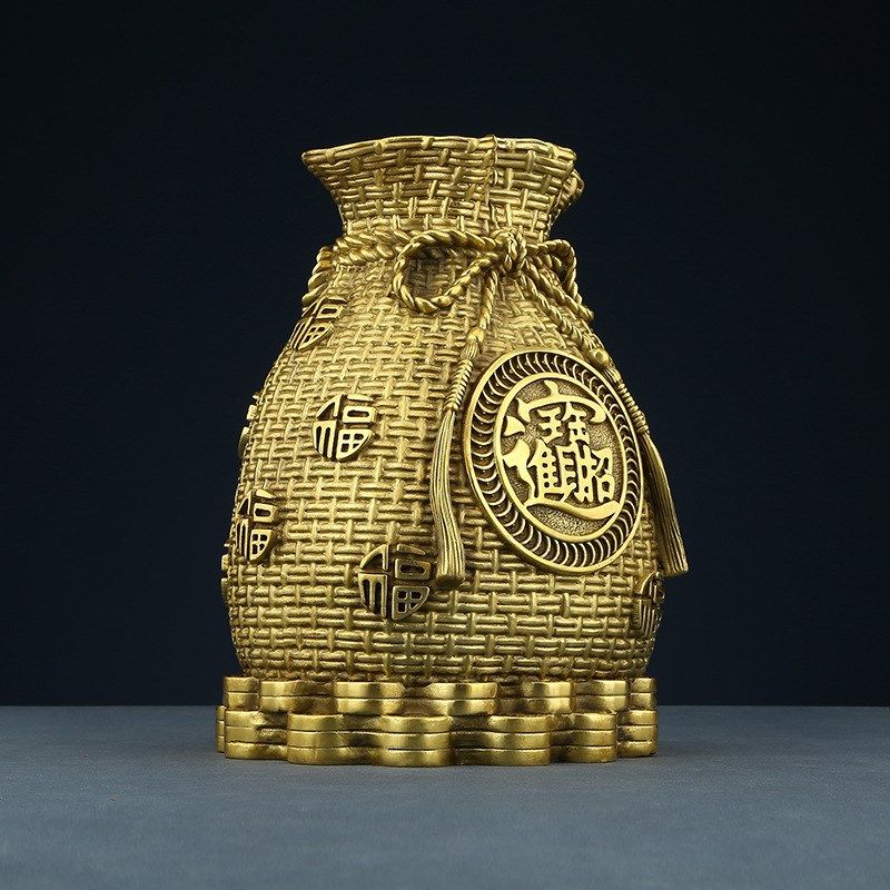 黄铜聚宝盆钱袋存钱罐办公室家居工艺品,淘宝优惠券,粉丝福利购,淘宝优惠卷