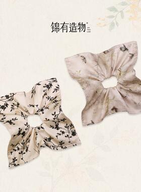 6A级桑蚕丝中式真丝提花罗缎方巾发圈巨好看头绳四角方形风车发绳
