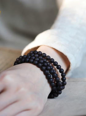 禅木匠黑檀木佛珠手链老料手串项链沉香小叶紫檀念珠108颗男女2.0