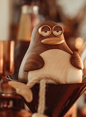 原上城大大鸟实木质办公室桌面玄关客厅装饰摆件家居饰品轻奢高档